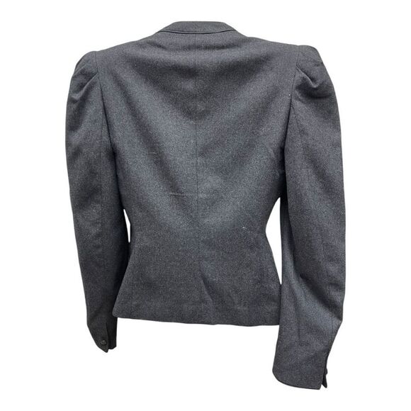 Vintage Tahari Gray Blazer Wool Mandarin Collar Size 4 Puff Sleeves - Picture 8 of 8